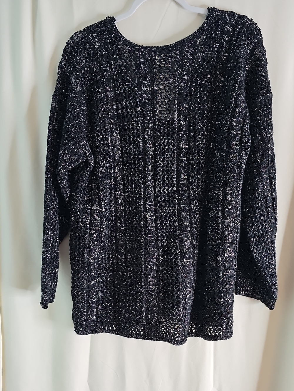 Herald House  Black Open-Knit V-Neck Sweater with Silver Threading - Picture 5 of 6